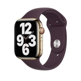 Apple Watch (Series 7) 2021 GPS + Cellular 41 mm - Acier inoxydable Or - Bracelet sport Rouge grenat