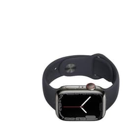 Apple Watch Series 7 (2021) GPS + Cellular 45 mm - Acier inoxydable Graphite - Bracelet sport Noir