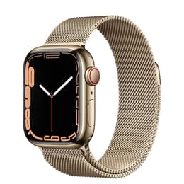 Apple Watch (Series 7) 2021 GPS 41 mm - Acier inoxydable Or - Bracelet milanais Or