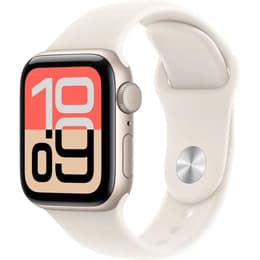Apple Watch (2025) GPS 44 mm - Aluminium Lumière stellaire - Bracelet sport Blanc
