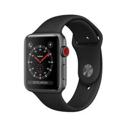 Apple Watch (Series 3) 2017 GPS + Cellular 38 mm - Aluminium Gris sidéral - Bracelet sport Noir