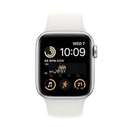 Apple Watch (Series SE) 2022 GPS 40 mm - Aluminium Argent - Bracelet sport Blanc
