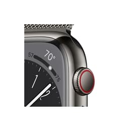 Apple Watch (Series 8) 2022 GPS 41 mm - Acier inoxydable Gris - Bracelet milanais Gris
