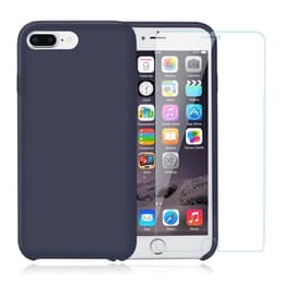 Coque iPhone 7 Plus/8 Plus et 2 écrans de protection - Silicone - Bleu