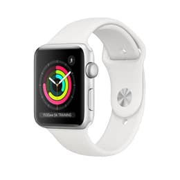 Apple Watch (Series 3) 2017 GPS 42 mm - Aluminium Argent - Bracelet sport Blanc