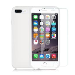 Coque iPhone 7 Plus/8 Plus et 2 écrans de protection - Silicone - Blanc