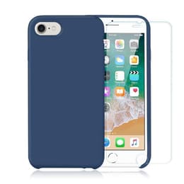 Coque iPhone SE (2022/2020)/8/7/6/6S et 2 écrans de protection - Silicone - Bleu cobalt