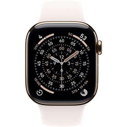Apple Watch (2025) GPS + Cellular 42 mm - Titane Or - Bracelet sport Blanc