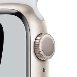 Apple Watch (Series 7) 2021 GPS + Cellular 41 mm - Aluminium Lumière stellaire - Bracelet sport Nike Blanc/Noir
