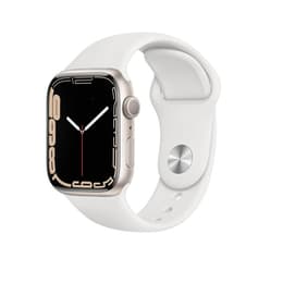 Apple Watch Series 7 (2021) GPS + Cellular 41 mm - Aluminium Lumière stellaire - Bracelet sport Blanc
