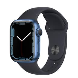 Apple Watch (Series 7) 2021 GPS 41 mm - Aluminium Bleu - Bracelet sport Noir