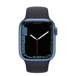 Apple Watch (Series 7) 2021 GPS 41 mm - Aluminium Bleu - Bracelet sport Noir