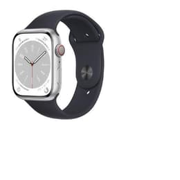 Apple Watch Series 8 (2022) GPS + Cellular 45 mm - Aluminium Argent - Bracelet sport Noir