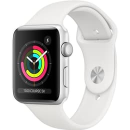Apple Watch (Series 3) 2017 GPS 42 mm - Acier inoxydable Argent - Bracelet sport Blanc