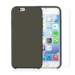 Coque iPhone 6/6S et 2 écrans de protection - Silicone - Vert Olive