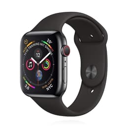 Apple Watch (Series 4) 2018 GPS + Cellular 44 mm - Acier inoxydable Gris sidéral - Sport Noir