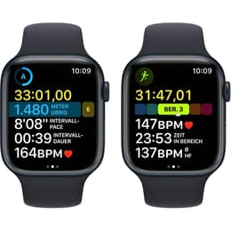 Apple Watch (Series 8) 2023 GPS + Cellular 45 mm - Aluminium Minuit - Bracelet sport Noir
