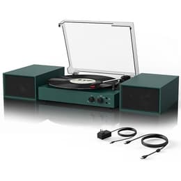 Platine Vinyle Platine vinyle portable 33,45,78 trs, multifonction Bluetooth rétro Inovalley TD14, Fonction encoding, Port USB 2.0, Cuir marron