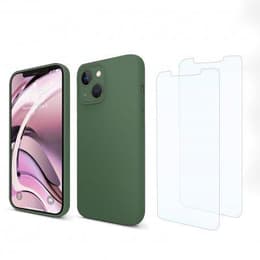 Coque iPhone 13 mini et 2 écrans de protection - Silicone - Vert