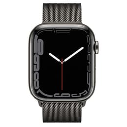 Apple Watch Series 7 (2021) GPS + Cellular 45 mm - Acier inoxydable Graphite - Bracelet milanais Noir