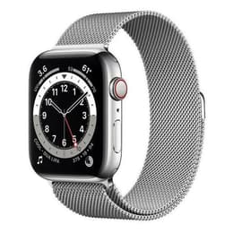 Apple Watch (Series 6) 2020 GPS + Cellular 44 mm - Acier inoxydable Argent - Bracelet milanais Argent