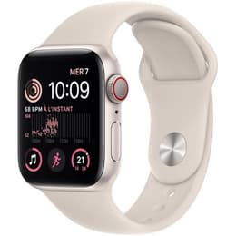 Apple Watch (Series SE) 2022 GPS 44 mm - Aluminium Lumière stellaire - Bracelet sport Blanc