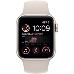Apple Watch (Series SE) 2022 GPS 44 mm - Aluminium Lumière stellaire - Bracelet sport Blanc