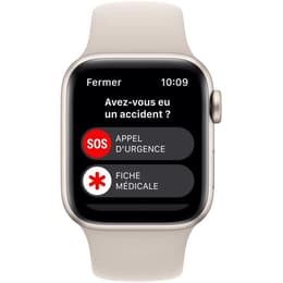 Apple Watch (Series SE) 2022 GPS 44 mm - Aluminium Lumière stellaire - Bracelet sport Blanc
