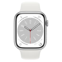 Apple Watch Series 8 (2022) GPS + Cellular 45 mm - Aluminium Argent - Bracelet sport Blanc