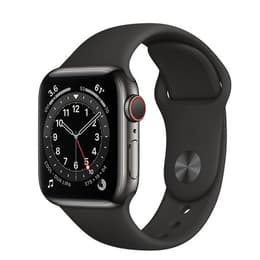 Apple Watch (Series 6) 2020 GPS + Cellular 40 mm - Acier inoxydable Graphite - Bracelet sport Noir