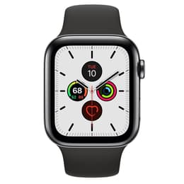Apple Watch (Series 5) 2019 GPS + Cellular 44 mm - Acier inoxydable Noir sidéral - Bracelet sport Noir