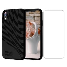 Coque Back Market iPhone XR et écran de protection - Plastique recyclé - Noir Motif Vague