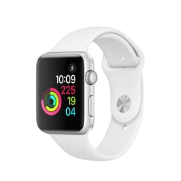 Apple Watch (Series 2) 2016 GPS 42 mm - Acier inoxydable Argent - Boucle sport Blanc