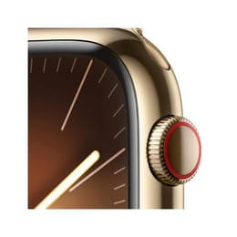 Apple Watch Series 9 (2023) GPS + Cellular 45 mm - Acier inoxydable Or - Bracelet sport Lumière stellaire