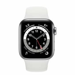 Apple Watch Series 6 (2020) GPS + Cellular 40 mm - Acier inoxydable Argent - Bracelet sport Blanc