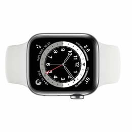 Apple Watch Series 6 (2020) GPS + Cellular 40 mm - Acier inoxydable Argent - Bracelet sport Blanc