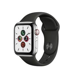 Apple Watch (Series 5) 2019 GPS + Cellular 40 mm - Titane Argent - Bracelet sport Noir