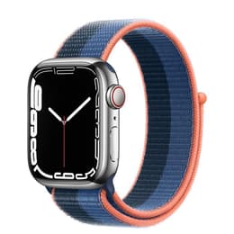 Apple Watch (Series 7) 2021 GPS + Cellular 41 mm - Acier inoxydable Noir - Boucle sport Bleu