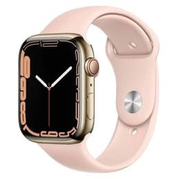 Apple Watch Series 7 (2021) GPS + Cellular 41 mm - Acier inoxydable Or - Bracelet sport Rose