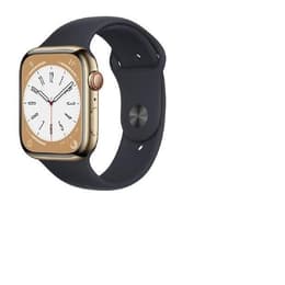 Apple Watch Series 8 (2022) GPS + Cellular 41 mm - Acier inoxydable Or - Bracelet sport Noir