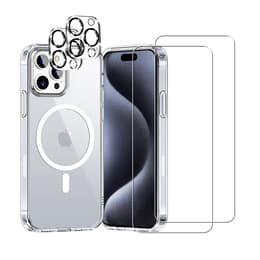 Coque iPhone 15 Pro Max et 2 écrans de protection - TPU - Transparente