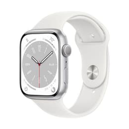 Apple Watch Series 8 (2022) GPS 45 mm - Aluminium Argent - Bracelet sport Blanc