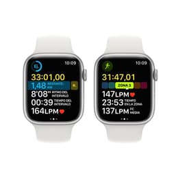 Apple Watch Series 8 (2022) GPS 45 mm - Aluminium Argent - Bracelet sport Blanc