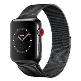 Apple Watch (Series 3) 2017 GPS + Cellular 42 mm - Acier inoxydable Gris sidéral - Milanais Noir