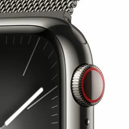 Apple Watch Series 9 (2023) GPS + Cellular 41 mm - Acier inoxydable Graphite - Bracelet milanais Noir