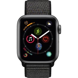Apple Watch (Series 4) 2018 GPS + Cellular 44 mm - Aluminium Gris sidéral - Nylon tissé Noir