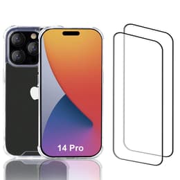 Coque iPhone 14 Pro et 2 écrans de protection - Plastique recyclé - Transparent