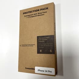 Coque iPhone 14 Pro et 2 écrans de protection - Plastique recyclé - Transparent