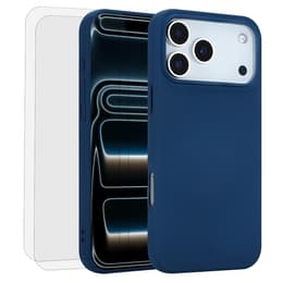 Coque iPhone 17 Pro et 2 écrans de protection - Silicone - Bleu