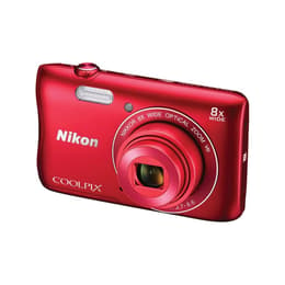 Compact Coolpix S3700 - Rouge + Nikon Nikkor 8x Wide Optical Zoom 25-200mm f/3.7-6.6 VR f/3.7-6.6